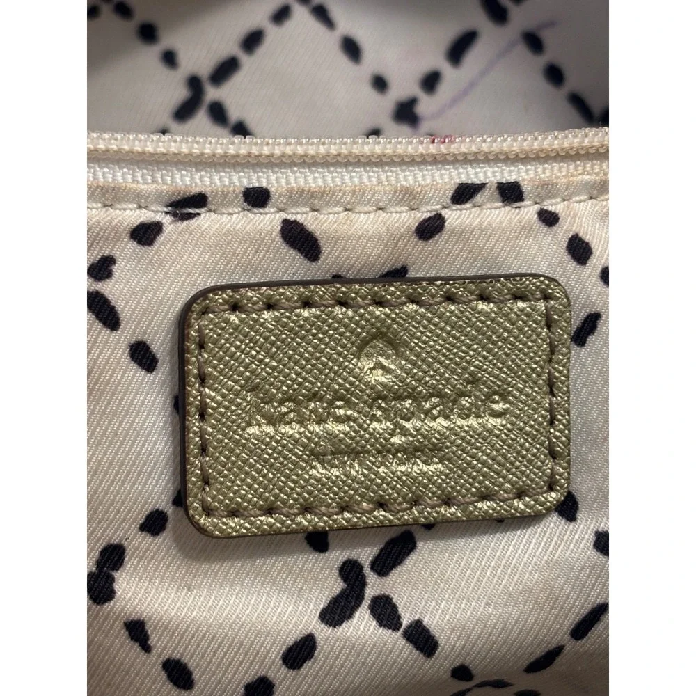 KATE SPADE NEW YORK Gold Satchel Crossbody Handbag Bag Saffiano Leather Metallic